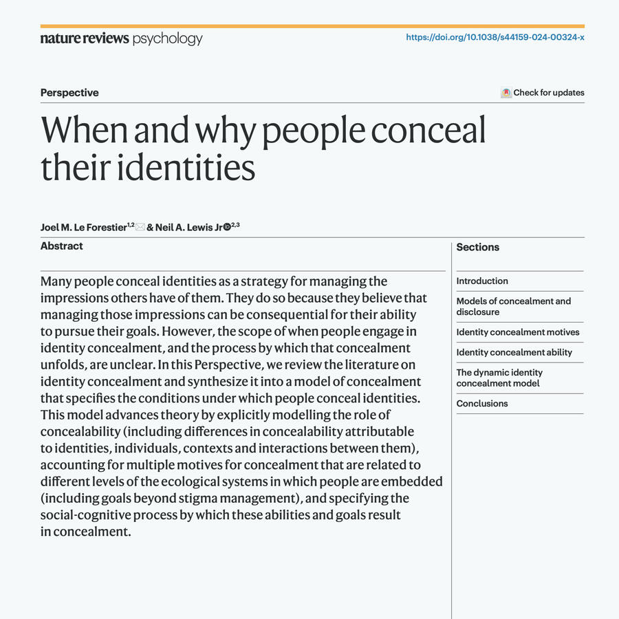 When and Why People Conceal Their Identities Nature Reviews Psychology